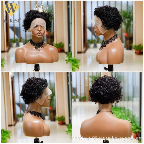 Perruque pixie cut human hair wig for black women,wholesale glueless 13x4 LACE FRONT peruvian bob wig,short HAIR pixie curls wig